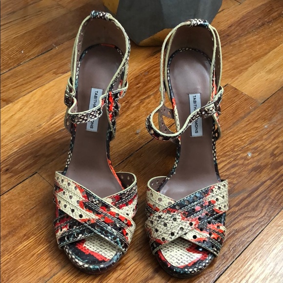 Tabitha Simmons Perforated Snakeskin Sandals - Picture 2 of 4